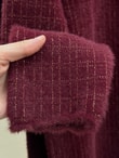 Seyran Saçak Detay Kendinden Desenli Triko Kazak-KR6021 Bordo