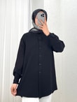 Sima Önü Kısa Arkası Uzun Gömlek-MA3011 Siyah