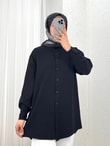 Sima Önü Kısa Arkası Uzun Gömlek-MA3011 Siyah