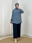 Sima Önü Kısa Arkası Uzun Gömlek-MA3011 İndigo
