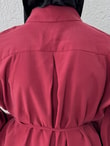 Şimal Kemerli Oversize Geniş Kol Gömlek-Çİ513.5 Bordo
