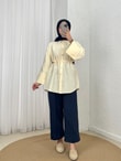 Şimal Kemerli Oversize Geniş Kol Gömlek-Çİ513.5 Sarı
