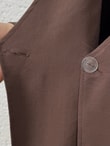 Şimşek Yandan Bağlamalı Gold Düğmeli Pantolonlu Takım-GS2418 Kahve