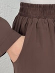 Şimşek Yandan Bağlamalı Gold Düğmeli Pantolonlu Takım-GS2418 Kahve