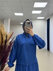 Sofya Çilek Fermuarlı Etekli Cepli Takım-NA3390 Saks