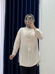 Sorique Önü Kısa Arkası Uzun Düz Çilek Gömlek-Zİ2137 Taş