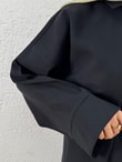 Tanem Önü Çengelli Geniş Kollu Gömlek-Çİ940 Siyah