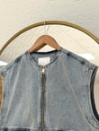 Tülin Fermuarlı Oversize Kot Yelek-XE6073 Mavi