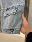 Tülin Fermuarlı Oversize Kot Yelek-XE6073 Mavi