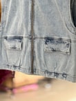 Tülin Fermuarlı Oversize Kot Yelek-XE6073 Mavi