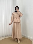 Uçurum Bebe Yaka Taşlı Beli Sıkmalı Etekli Takım-MF612 Taş