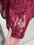 Ülkü Astarlı Kemerli Organize Flok Desen Etek-EK752.1 Bordo