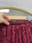 Ülkü Astarlı Kemerli Organize Flok Desen Etek-EK752.1 Bordo