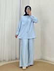 Yamaç Tek Cepli Oversize Pantolonlu Takım-Zİ2232 Bebe Mavisi