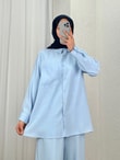 Yamaç Tek Cepli Oversize Pantolonlu Takım-Zİ2232 Bebe Mavisi