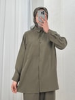 Yamaç Tek Cepli Oversize Pantolonlu Takım-Zİ2232 Haki