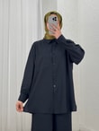 Yamaç Tek Cepli Oversize Pantolonlu Takım-Zİ2232 Siyah