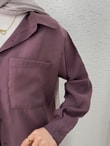 Yamaç Tek Cepli Oversize Pantolonlu Takım-Zİ2232 Mürdüm