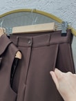 Yazgı Tek Düğmeli Yelekli Pantolonlu Takım-HK0053 Kahve