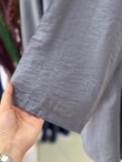 Yazlık Tesettür Pantolonlu Takım/Melesia Ön Bağcıklı Çilek Pantolonlu Takım-MF213 Antrasit