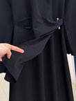 Yelda Kruvaze Kapamalı Minimal Aksesuar Detaylı Krep Elbise-FA1044 Siyah