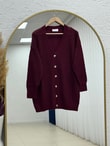 Yüsa Delikli Triko Hırka-KR5078 Bordo