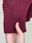 Yüsa Delikli Triko Hırka-KR5078 Bordo