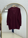 Yüsa Delikli Triko Hırka-KR5078 Bordo