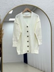 Yüsa Delikli Triko Hırka-KR5078 Ekru