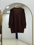 Yüsa Delikli Triko Hırka-KR5078 Kahve