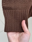 Yüsa Delikli Triko Hırka-KR5078 Kahve
