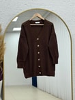 Yüsa Delikli Triko Hırka-KR5078 Kahve