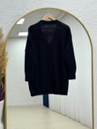 Yüsa Delikli Triko Hırka-KR5078 Siyah
