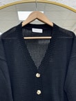 Yüsa Delikli Triko Hırka-KR5078 Siyah