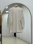 Yüsa Delikli Triko Hırka-KR5078 Taş