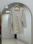 Yüsa Delikli Triko Hırka-KR5078 Taş