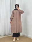 Zemheri  Metal Düğmeli Yırtmaçlı Tunik-GS531 Sütlü Kahve