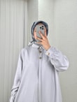 Zemheri  Metal Düğmeli Yırtmaçlı Tunik-GS531 Gri