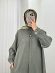 Zemheri  Metal Düğmeli Yırtmaçlı Tunik-GS531 Haki