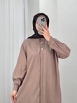 Zemheri  Metal Düğmeli Yırtmaçlı Tunik-GS531 Sütlü Kahve