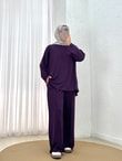 Zennur Yanları Yırtmaçlı Dikişli Pantolonlu Takım-MF1876 Mürdüm