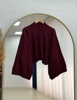 Zinnur Geniş Kol Triko Tunik-KR5076 Bordo
