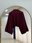 Zinnur Geniş Kol Triko Tunik-KR5076 Bordo