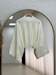 Zinnur Geniş Kol Triko Tunik-KR5076 Ekru