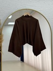 Zinnur Geniş Kol Triko Tunik-KR5076 Kahve
