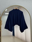 Zinnur Geniş Kol Triko Tunik-KR5076 Lacivert