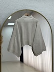 Zinnur Geniş Kol Triko Tunik-KR5076 Taş