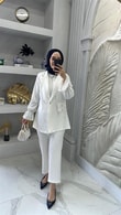 Kat Cepli İnci Düğmeli Yelek Takım