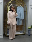 Kolu Düğmeli Keten Takım