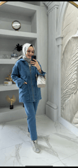 Önü Taş Detaylı Kot Takım